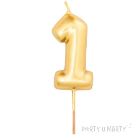 swieczka na tort cyfra 1 zloty metalik givi 8 cm