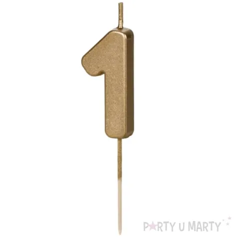 swieczka na tort cyfra 1 zloty partydeco 4 5 cm