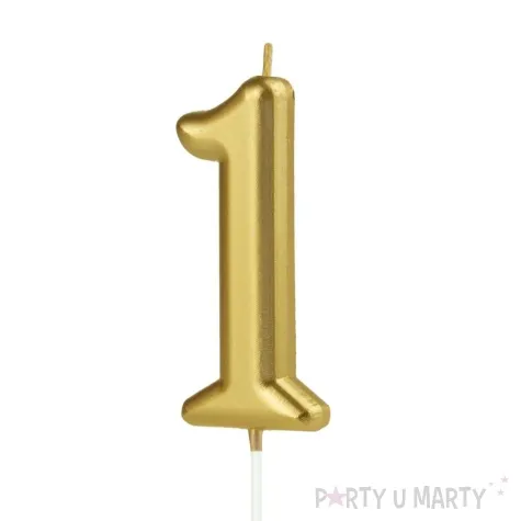 swieczka na tort cyfra 1 zloty partypal 10 cm