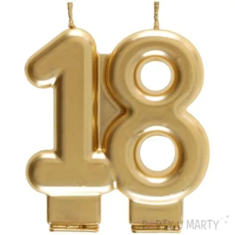 swieczka na tort cyfra 18 zlota santex 9 cm