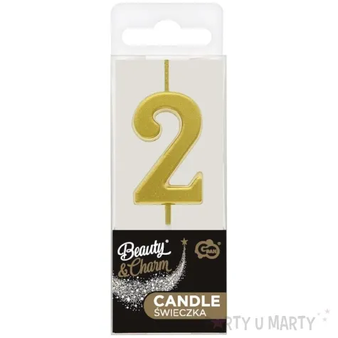 swieczka na tort cyfra 2 beauty charm piker zloty godan 9 5 cm
