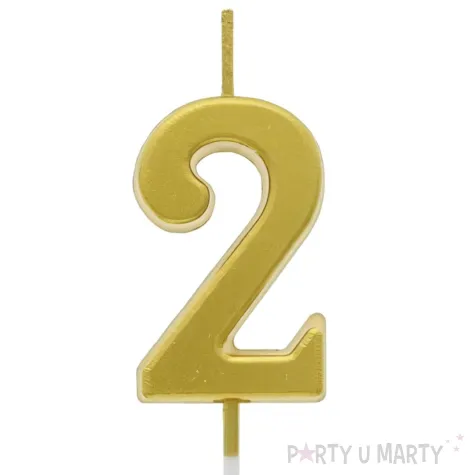 swieczka na tort cyfra 2 beauty charm piker zloty godan 9 5 cm