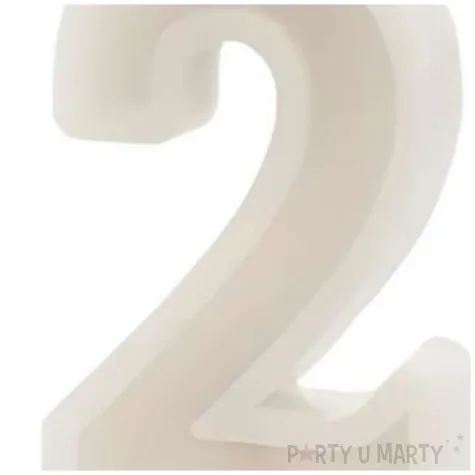 swieczka na tort cyfra 2 bezowy partydeco 10 cm