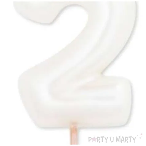swieczka na tort cyfra 2 bialy perlowy givi 8 cm
