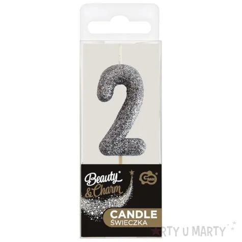 swieczka na tort cyfra 2 brokat piker czarny godan 11 5 cm