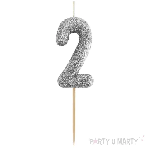 swieczka na tort cyfra 2 brokat piker czarny godan 11 5 cm