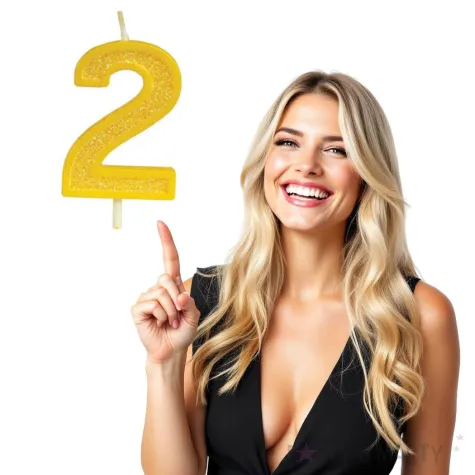 swieczka na tort cyfra 2 brokat zolta guirca 4 cm