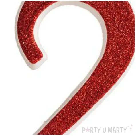 swieczka na tort cyfra 2 czerwona brokatowa dekora