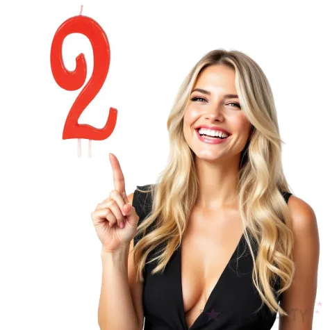 swieczka na tort cyfra 2 czerwona guirca 12 cm