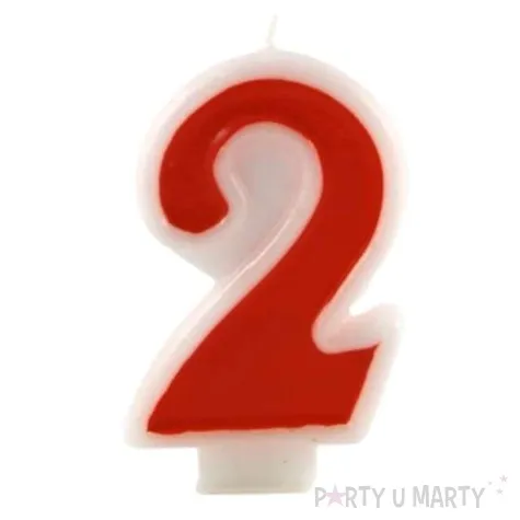 swieczka na tort cyfra 2 czerwona tamipol 7 5 cm