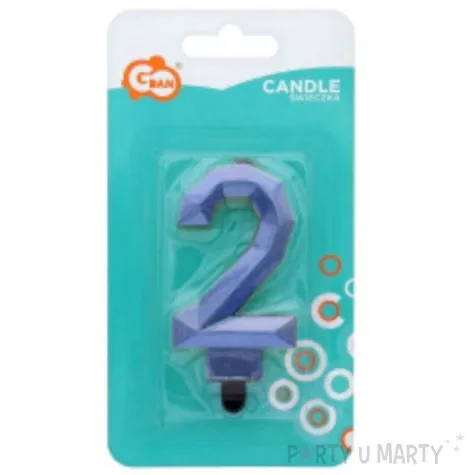 swieczka na tort cyfra 2 diament niebieska godan 7 6 cm