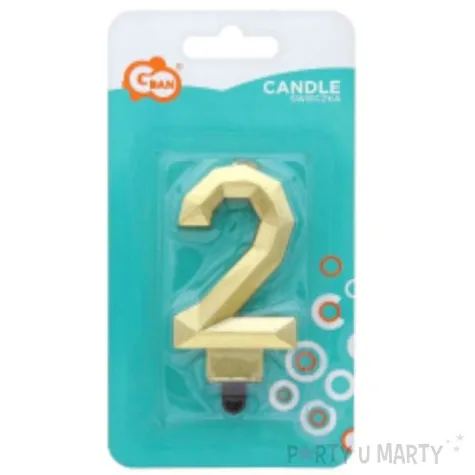 swieczka na tort cyfra 2 diament zlota godan 7 6 cm