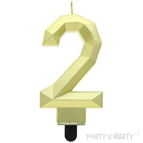 swieczka na tort cyfra 2 diament zlota godan 7 6 cm