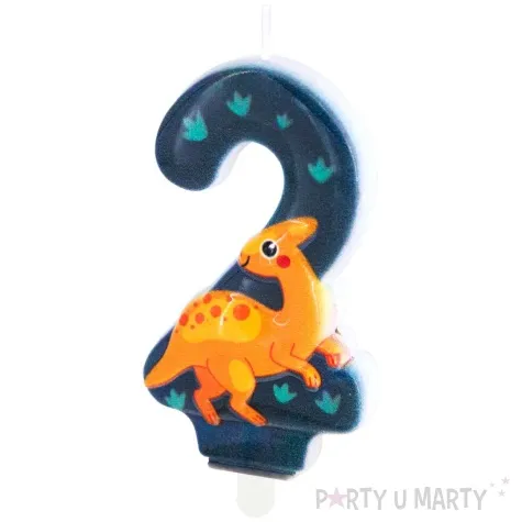 swieczka na tort cyfra 2 dinozaury partypal 8 2 cm
