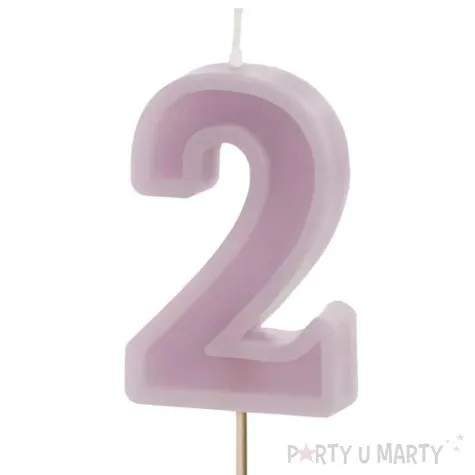 swieczka na tort cyfra 2 fioletowy partydeco 10 cm