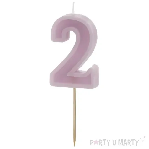 swieczka na tort cyfra 2 fioletowy partydeco 10 cm