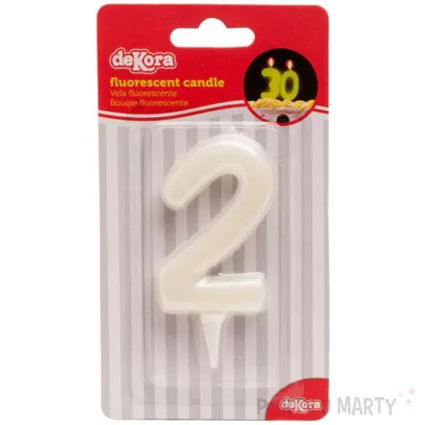 swieczka na tort cyfra 2 fluo dekora 6 cm