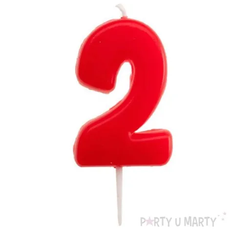 swieczka na tort cyfra 2 glober czerwona dekora 5 5 cm