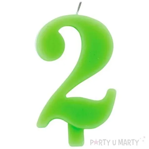 swieczka na tort cyfra 2 iskrzaca zielona givi 9 5 cm