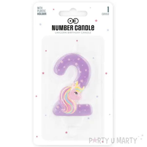swieczka na tort cyfra 2 jednorozec teczowy partypal 8 2 cm