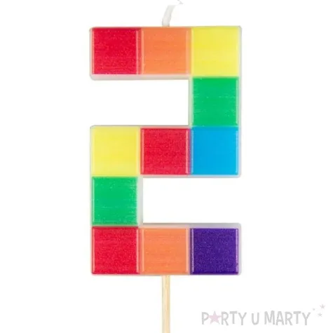 swieczka na tort cyfra 2 klocki mix arpex 7 cm