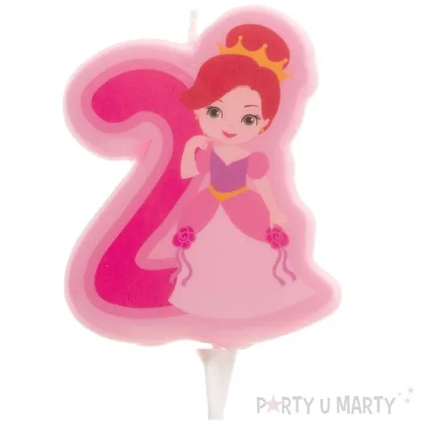 swieczka na tort cyfra 2 ksiezniczka rozowa dekora