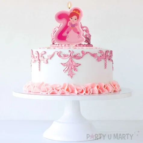 swieczka na tort cyfra 2 ksiezniczka rozowa dekora