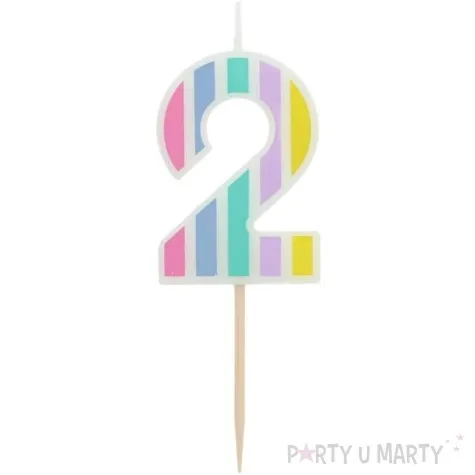 swieczka na tort cyfra 2 mix folat 5 cm