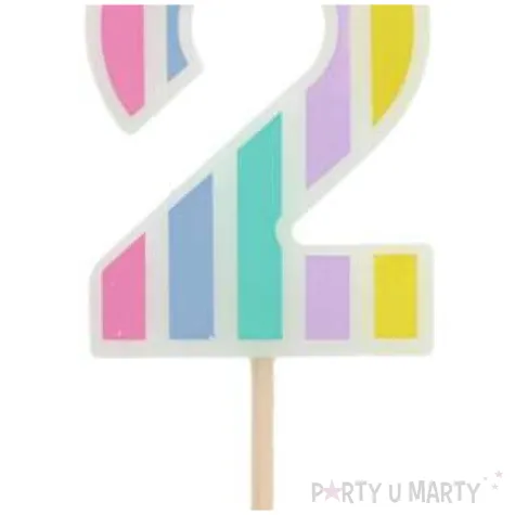 swieczka na tort cyfra 2 mix folat 5 cm