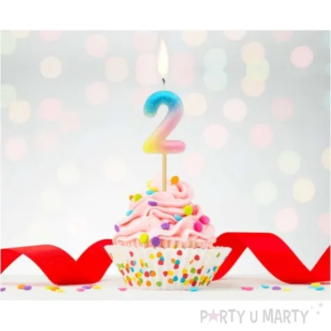 swieczka na tort cyfra 2 piker teczowa godan 4 5 cm