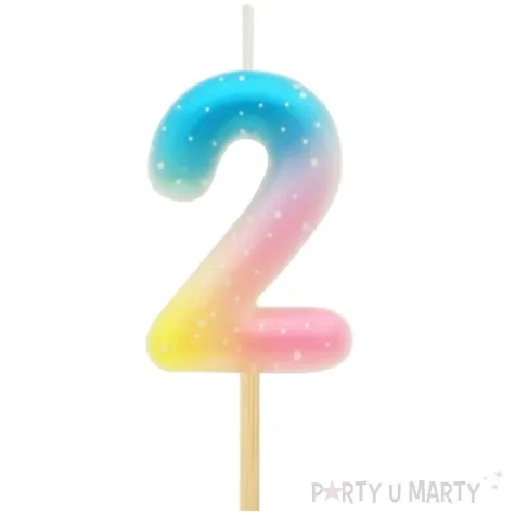 swieczka na tort cyfra 2 piker teczowa godan 4 5 cm