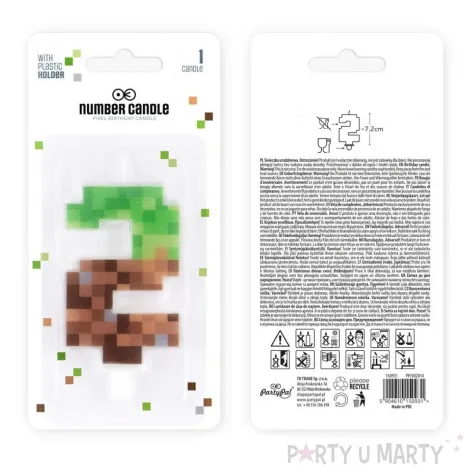 swieczka na tort cyfra 2 piksele partypal 15 cm