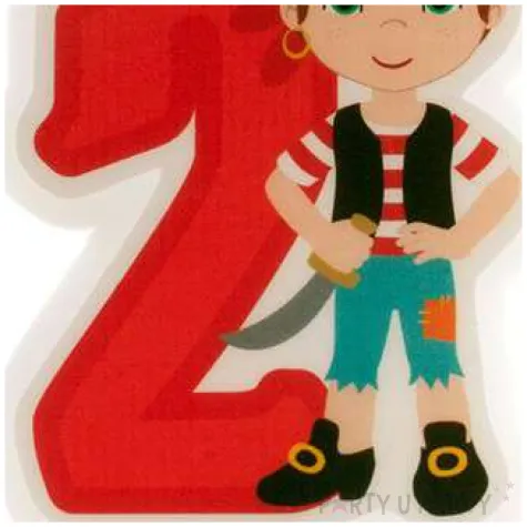 swieczka na tort cyfra 2 pirat czerwona dekora