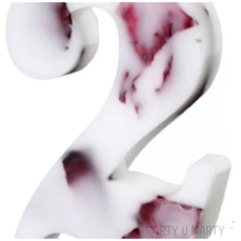 swieczka na tort cyfra 2 platki kwiatow bialy partydeco 8 cm