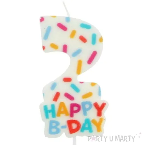 swieczka na tort cyfra 2 sprinkles folat 11 cm