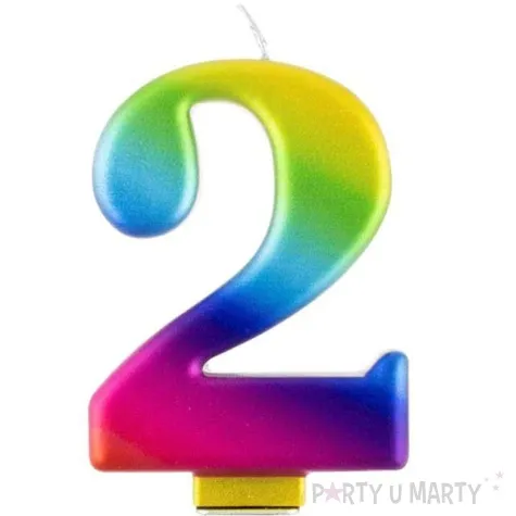 swieczka na tort cyfra 2 teczowa godan 9 5 cm