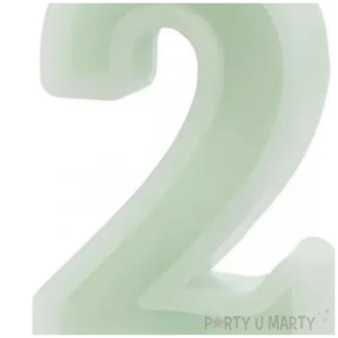 swieczka na tort cyfra 2 zielony partydeco 10 cm