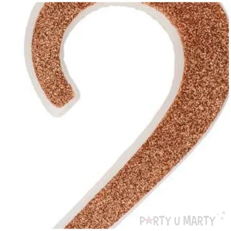 swieczka na tort cyfra 2 zlota brokatowa dekora