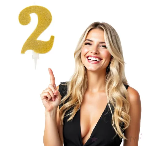 swieczka na tort cyfra 2 zlota brokatowa givi 15 5 cm