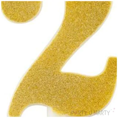 swieczka na tort cyfra 2 zlota brokatowa givi 15 5 cm