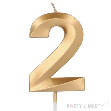 swieczka na tort cyfra 2 zlota folat 14 5 cm