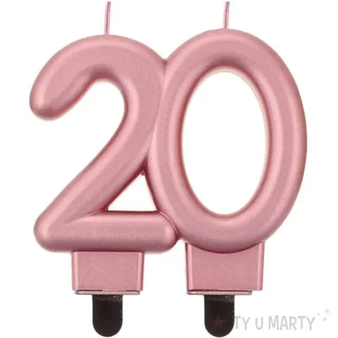 swieczka na tort cyfra 20 beauty and charm rozowo zlota godan 8 cm