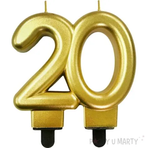 swieczka na tort cyfra 20 beauty and charm zlota godan 8 cm