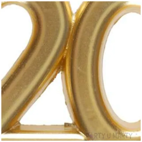 swieczka na tort cyfra 20 zlota santex 9 cm