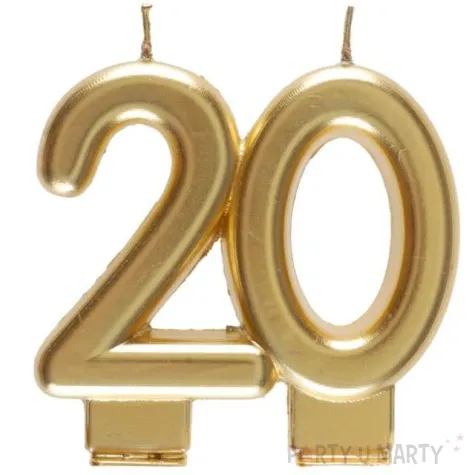 swieczka na tort cyfra 20 zlota santex 9 cm