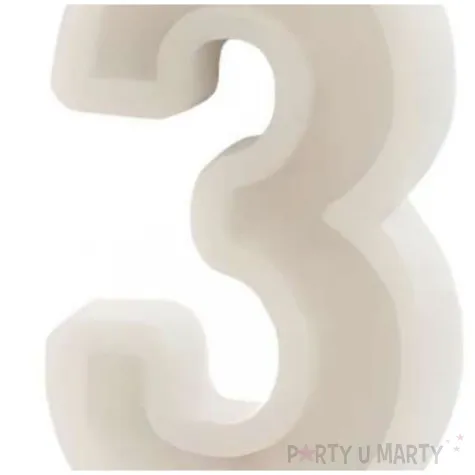 swieczka na tort cyfra 3 bezowy partydeco 10 cm