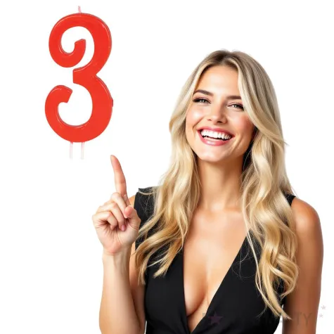 swieczka na tort cyfra 3 czerwona guirca 12 cm