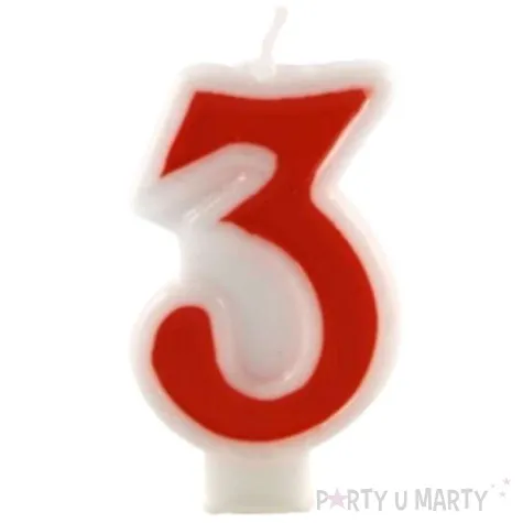 swieczka na tort cyfra 3 czerwona tamipol 7 5 cm