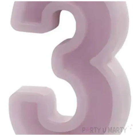 swieczka na tort cyfra 3 fioletowy partydeco 10 cm