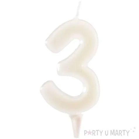 swieczka na tort cyfra 3 fluo dekora 6 cm